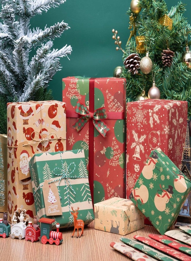 Rancco Christmas Wrapping Paper, 6 Sheet Wrapping Paper Set with Santa Claus, Snowmen, Reindeer, Christmas Paper for Xmas Winter Holiday New Year Party Decoration, 27.5x19.7inch - Image 3